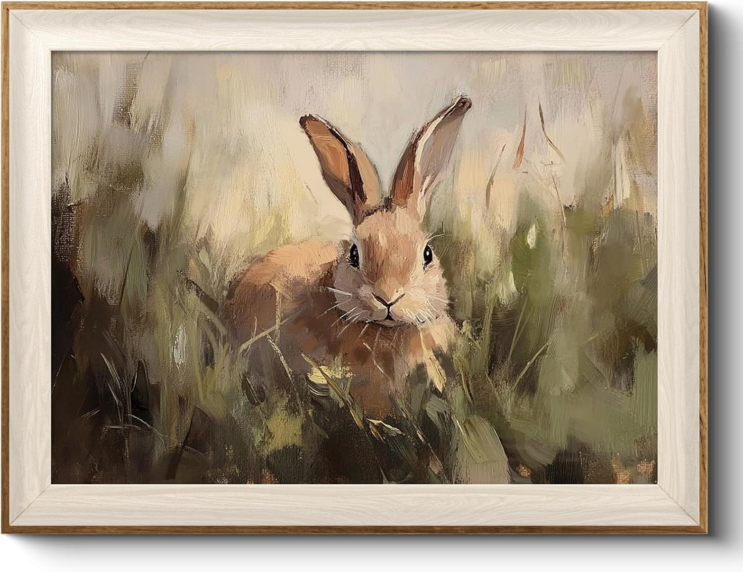 VIYYIEA Framed Wall Art for Living Room, Rabbit Canvas Prints, Vintage Home Decor, Animals Painti... | Amazon (US)