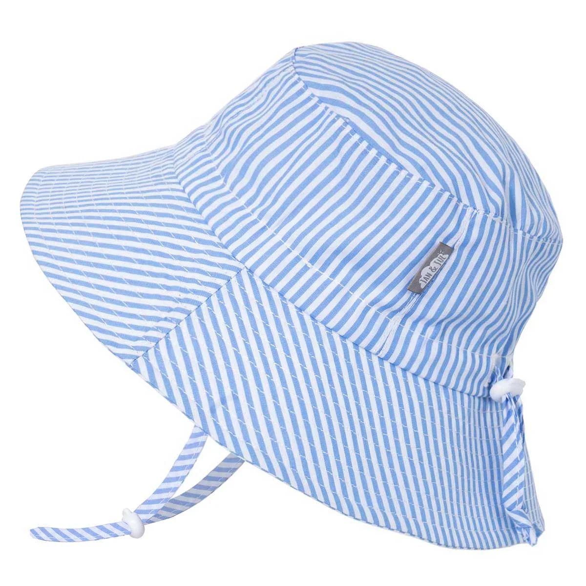 Jan & Jul Infant Sun-Hat for Girls Boys, Stay-on Adjustable Strap (S: 0-6 months, Blue Stripes) | Walmart (US)