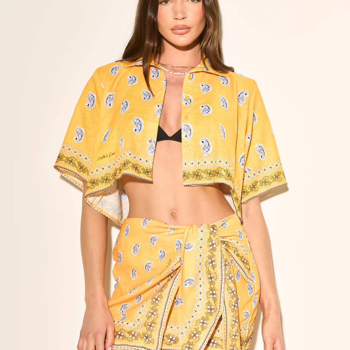 GOLDEN HOUR Yellow Cropped Shirt | Noughts and Kisses