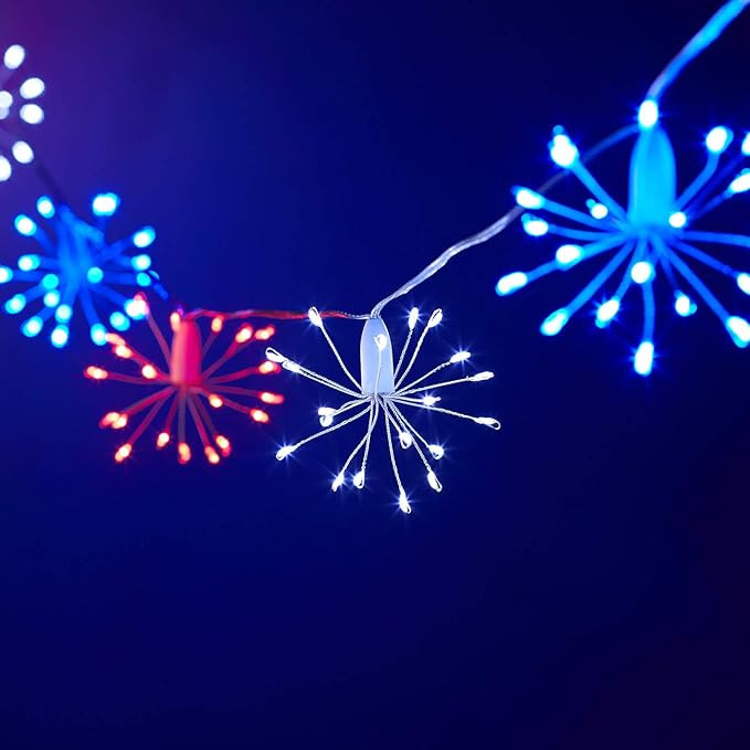 Lights4fun, Inc. 6 Red, White & Blue Micro LED Indoor & Outdoor Hanging 4th July Firework Starbur... | Amazon (US)