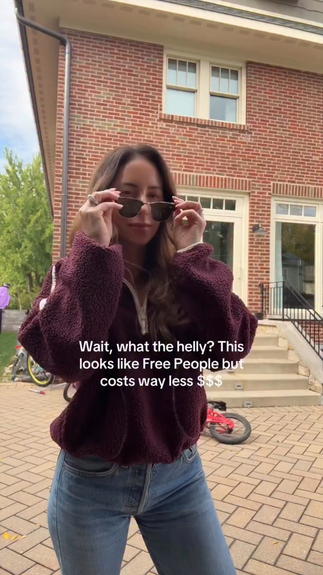 What the helly?! This cozy fleece looks just like Free People—but for a third of the price 💸A must-have for your fall wardrobe. The cropped fit is perfection, and I’m obsessed with this wine 🍷 color (it comes in 4 others too!). Casual, comfy, ootd! Also side note we all walk around saying “what the helly” so I just had to use this audio! 😆

Comment “shop” and I'll send it over! 🛍️💌

#fleecejacket #comfyoutfit #comfyoutfits #casualoutfit #styleover40 #momfashion #falloutfitideas #dailyoutfits #everydayoutfits #styleessentials #simplestyling #momstyleblogger #whattoweartoday

#LTKOver40 #LTKmomlife #LTKPetite