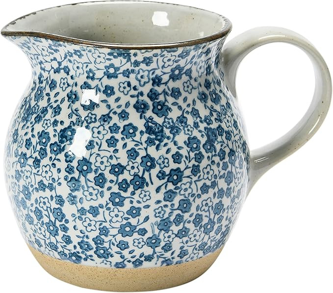 Hand-Painted Country-Style Stoneware Pitcher with Floral Print | Amazon (US)