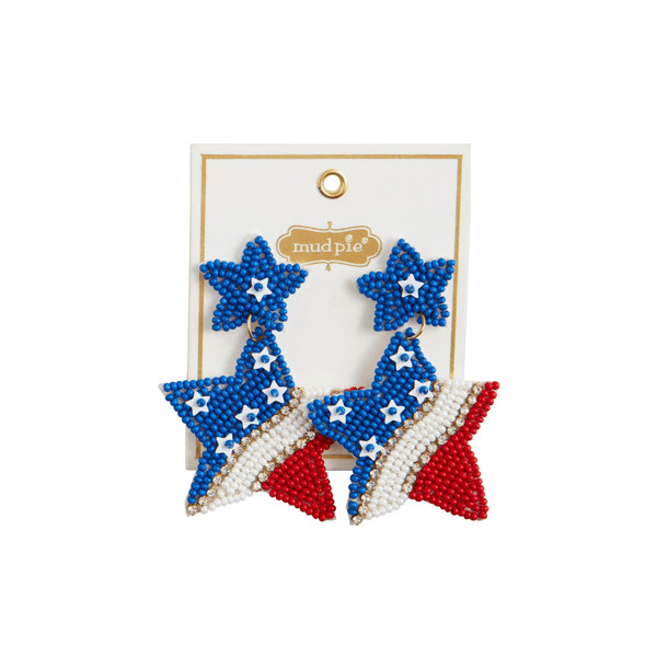 American Flags Beaded Earrings | Mud Pie