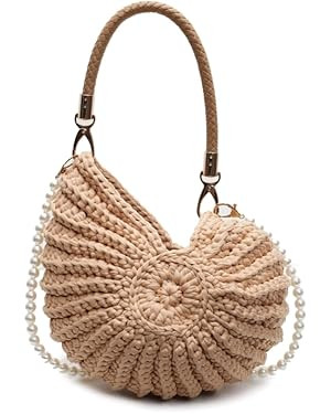 Handwoven Seashell Bag Crochet Shell Purse Summer Beach Tote Bag Pearl Clutch Purse Cute Conch Sh... | Amazon (US)