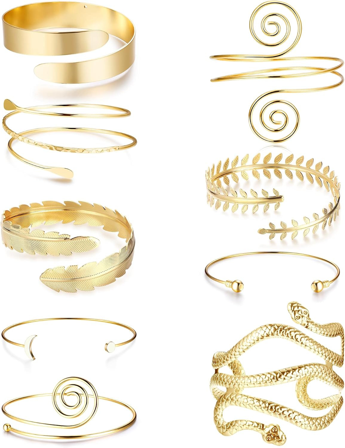 sailimue 9Pcs Arm Cuff Upper Arm Band Cuff Bracelets for Women Gold Silver Adjustable Open Coil A... | Amazon (US)