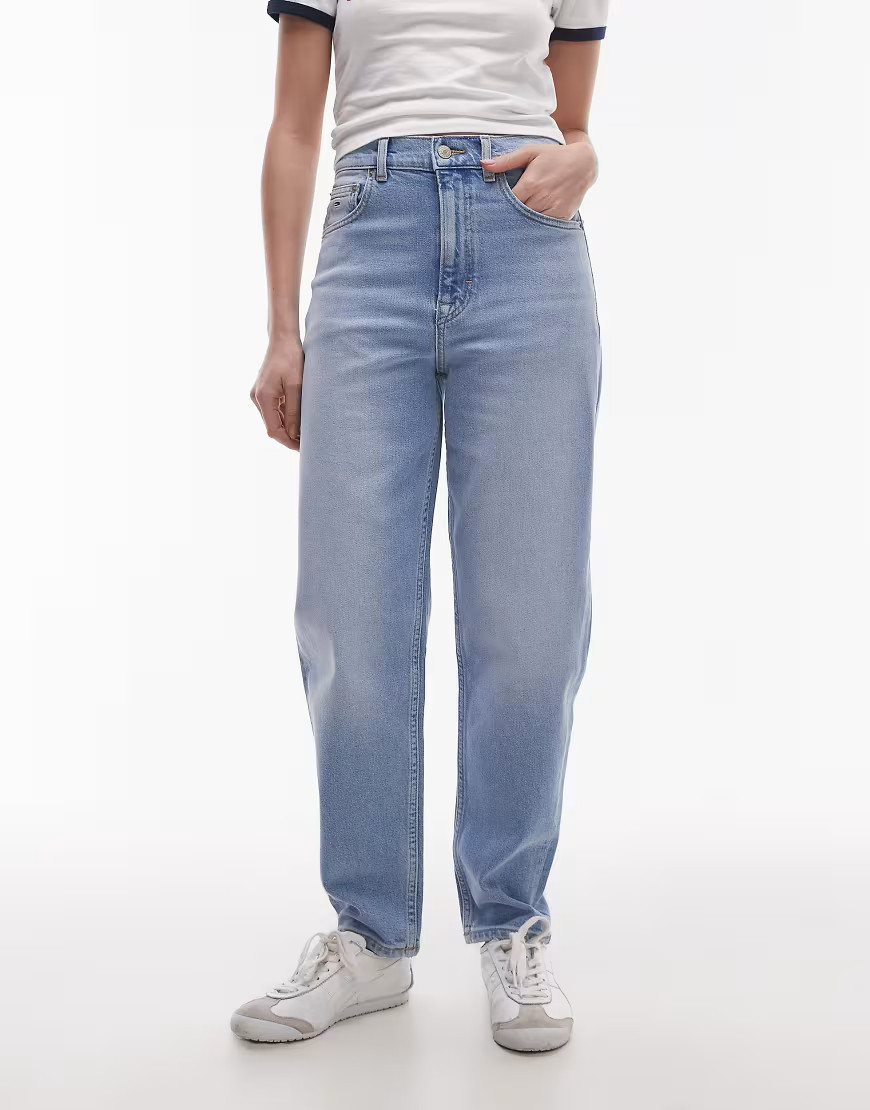 Tommy Jeans mom jeans in light wash-Blue | ASOS (Global)