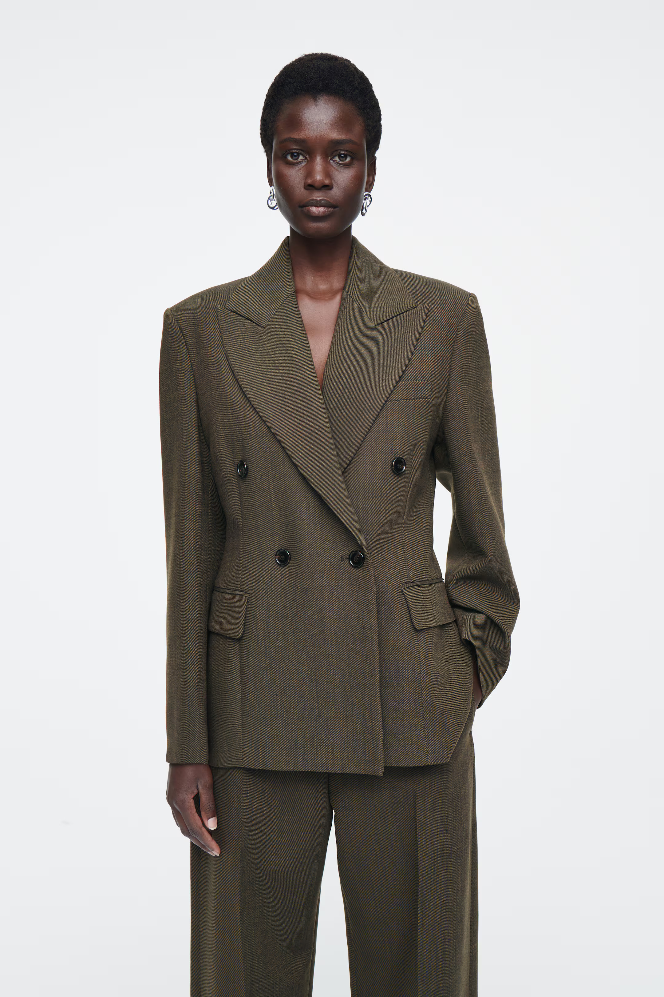 WAISTED DOUBLE-BREASTED WOOL BLAZER | H&M (UK, MY, IN, SG, PH, TW, HK)