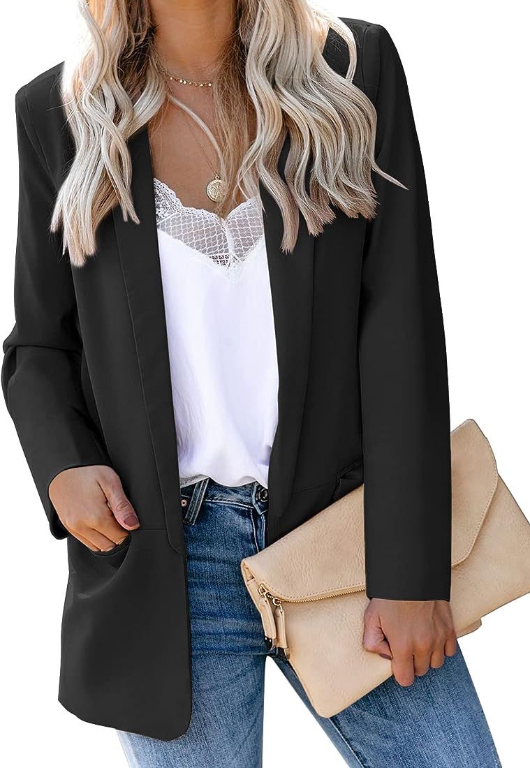 luvamia Womens Blazers for Work Casual Blazer Jackets Open Front Business Suit with Pockets | Amazon (US)