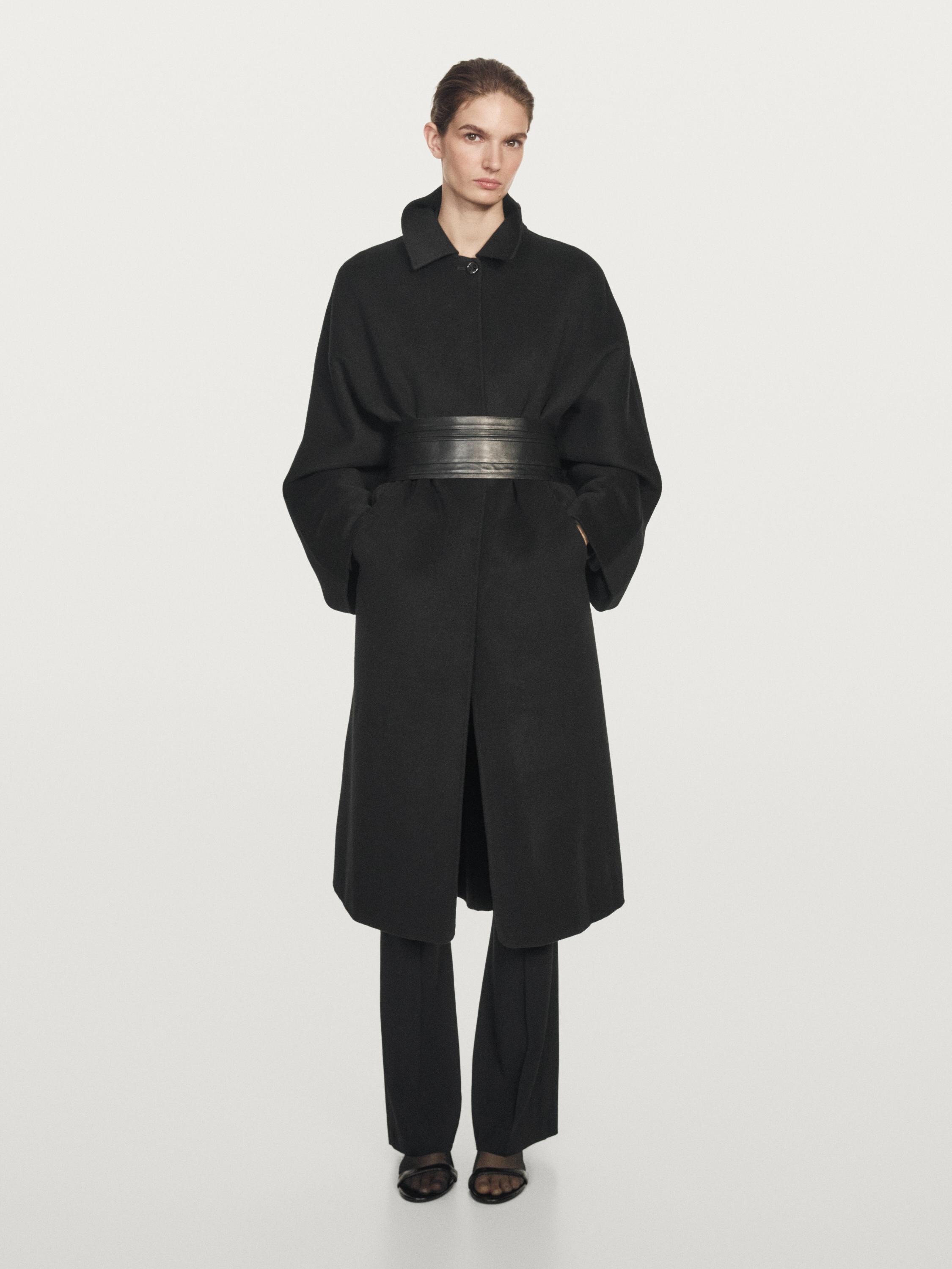 Long batwing sleeve coat | Massimo Dutti UK