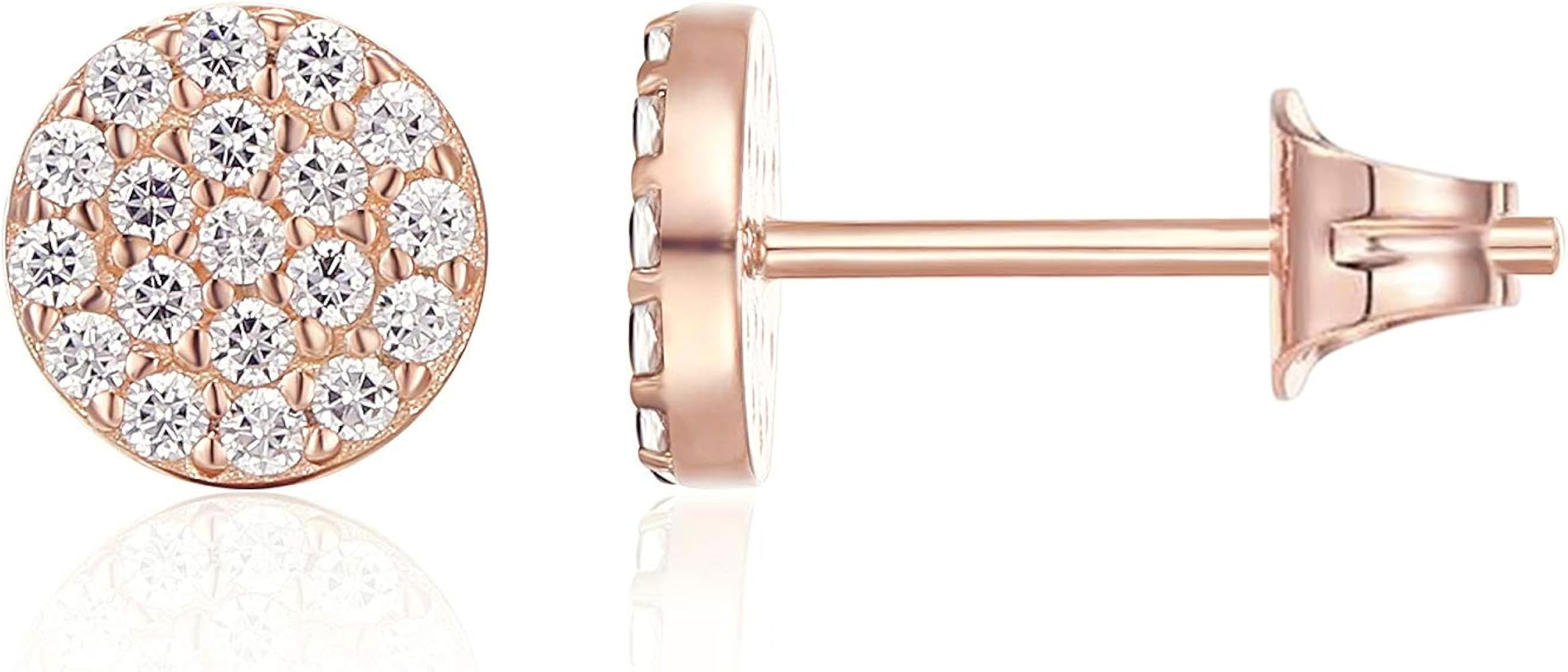 PAVOI 14K Gold Plated 925 Sterling Silver Post Stud Earrings for Women | Pave CZ Mini Disc | Gold... | Amazon (US)