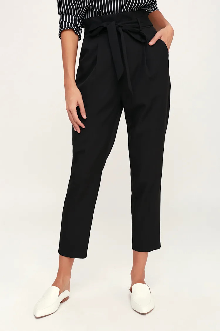 With Confidence Black Paper Bag Waist Pants | Lulus (US)
