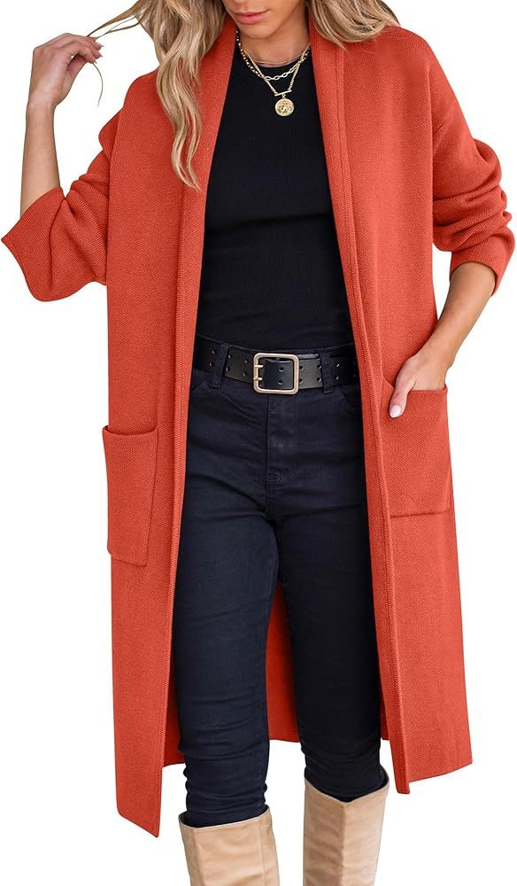 ANRABESS Women's Cardigan Long Sweater Oversized Open Front Knit Duster Coat 2024 Trendy Lady Fal... | Amazon (US)