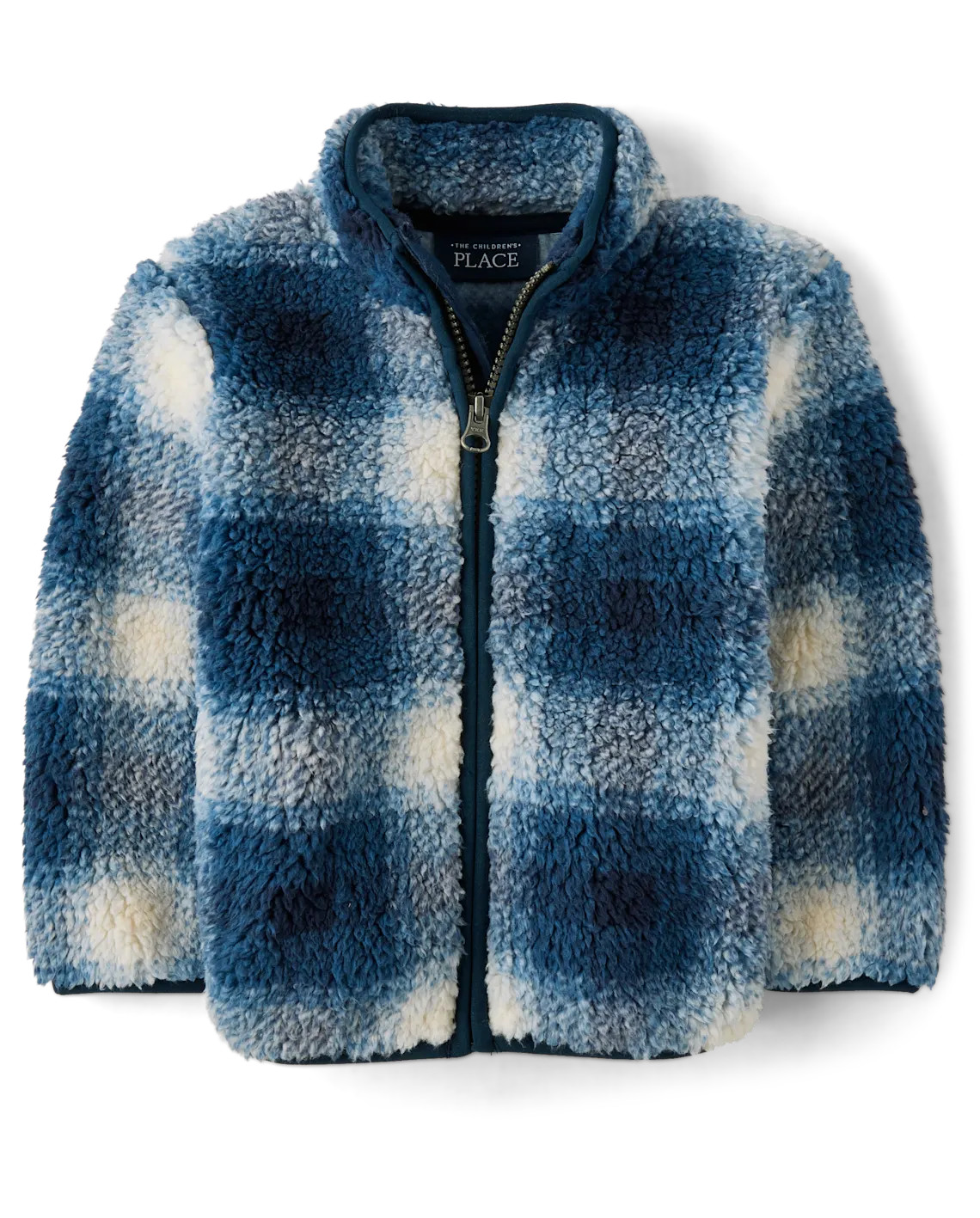 Baby And Toddler Boys Print Sherpa Zip Up Jacket - blue | The Children's Place