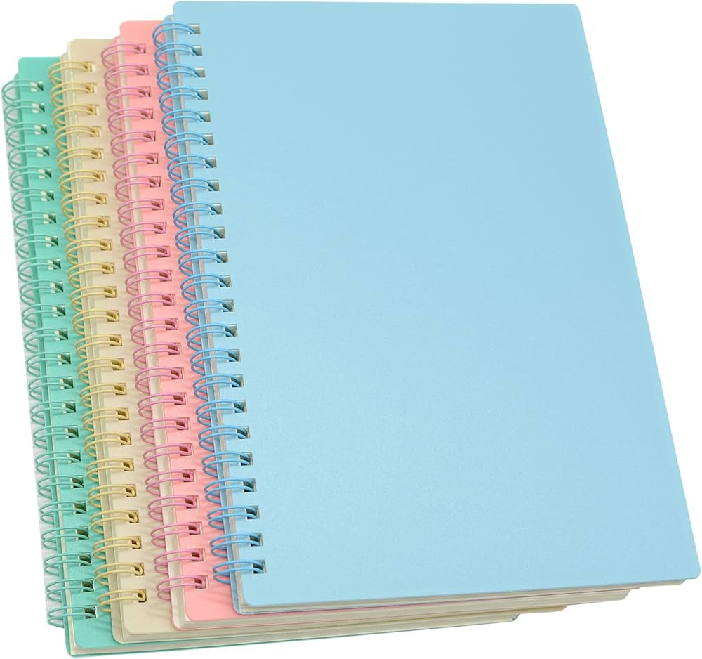 Yansanido Spiral Notebook, 4 Pcs 8.3 Inch x 5.9 Inch A5 Thick Plastic Hardcover 7mm College Ruled... | Amazon (US)