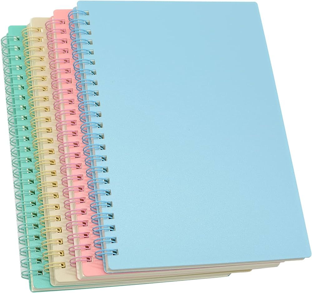Yansanido Spiral Notebook, 4 Pcs 8.3 Inch x 5.9 Inch A5 Thick Plastic Hardcover 7mm College Ruled... | Amazon (US)