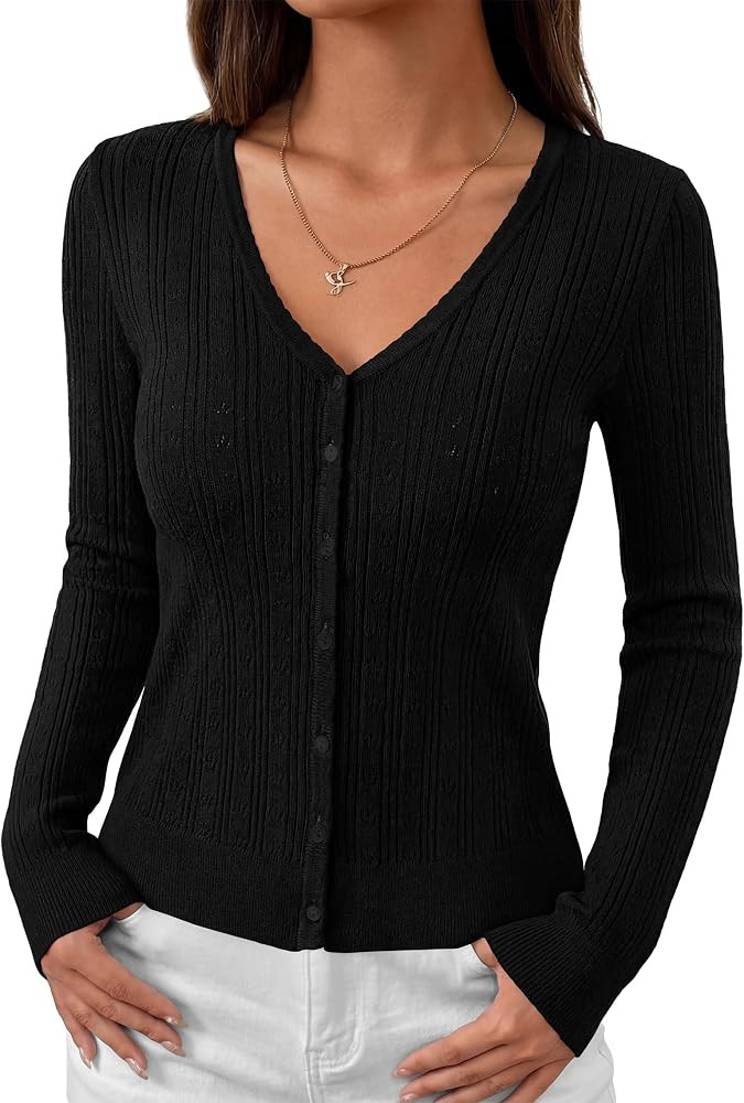 MASCOMODA Womens Fitted Lightweight Cardigan Button Sweaters | Amazon (US)
