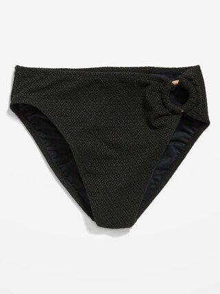 Mid-Rise O-Ring Crochet-Knit French-Cut Bikini Swim Bottoms for Women | Old Navy (US)