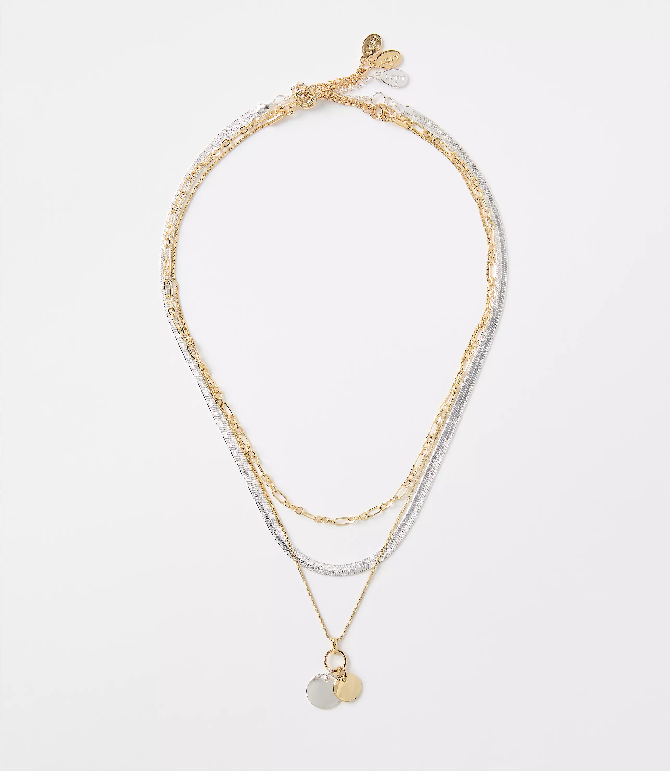 Mixed Metal Delicate Chain Necklace Set | LOFT