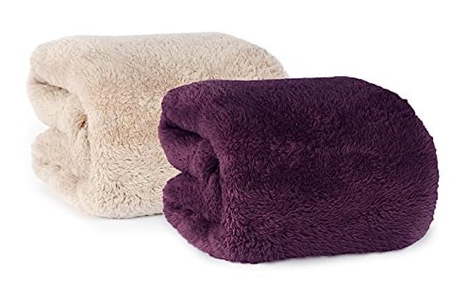 Berkshire Blanket Extra-Fluffy Blanket Plush Throw, Eggplant 2 | Amazon (US)