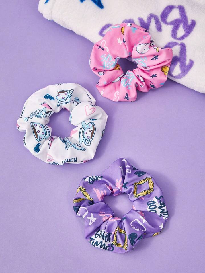 FRIENDS X SHEIN 3pcs Large Size Hair Scrunchies Set Suitable For Daily Use,Gifts | SHEIN