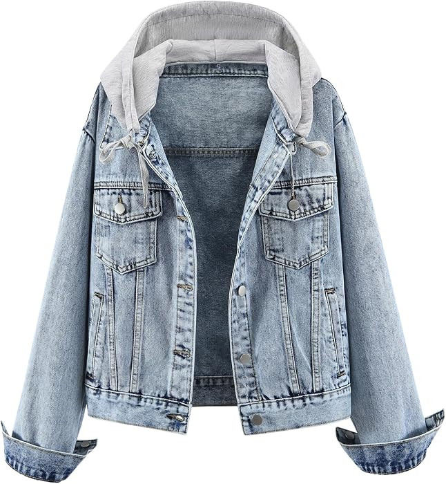 Women's Casual Detachable Hoodie Denim Jacket | Amazon (US)