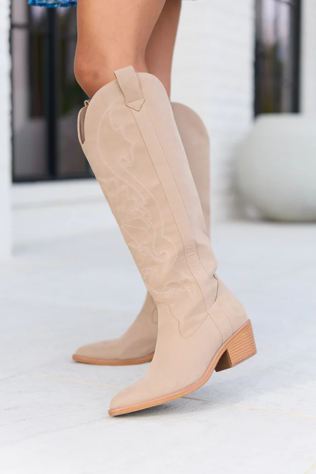 Shania Tan Tall Cowboy Boots | Pink Lily
