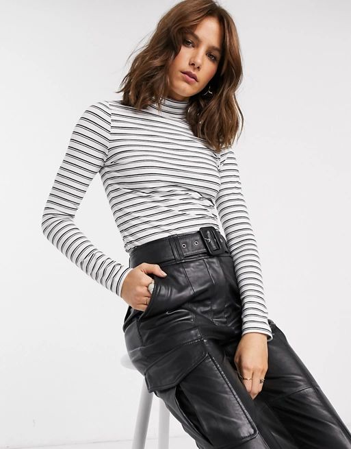 ASOS DESIGN turtleneck long sleeve top in stripe | ASOS (Global)