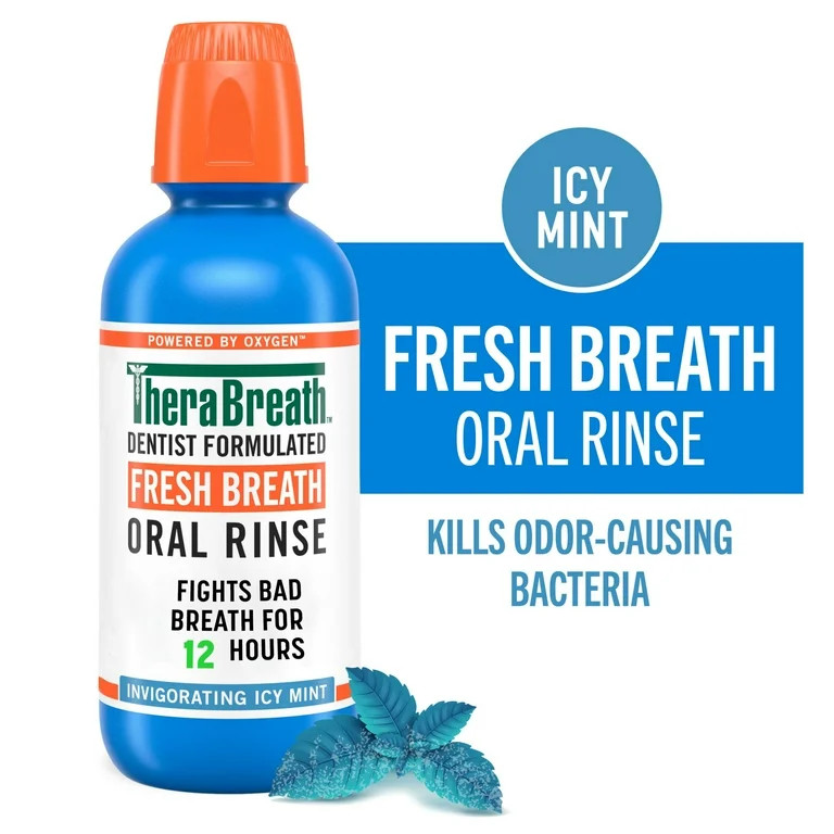 TheraBreath Fresh Breath Alcohol-Free Mouthwash, Mouth Rinse for Adults, Icy Mint, 16 fl oz | Walmart (US)