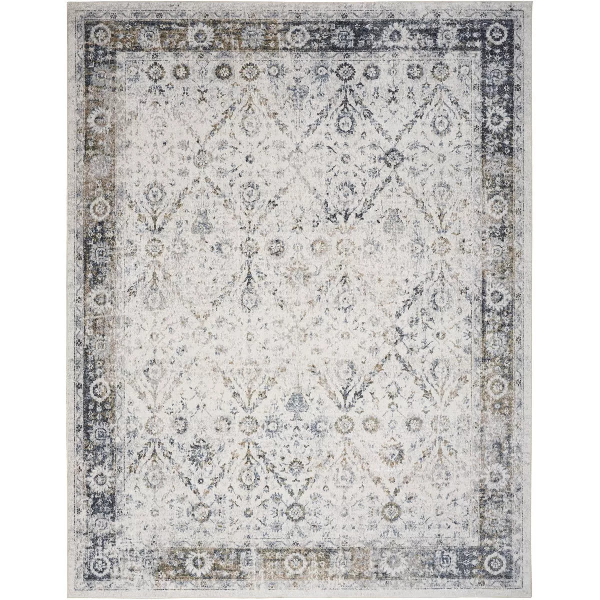 Nourison Astra Washable Vintage Indoor Flatweave Area Rug Silver Taupe 5'3" x 7' | Target