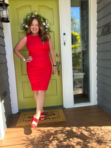 A beautiful sheath dress in Vibrant Red! The 2024 IT color. I love this timeless silhouette. It is available in white, black and navy! 

#LTKmidsize #LTKfindsunder50 #LTKover40