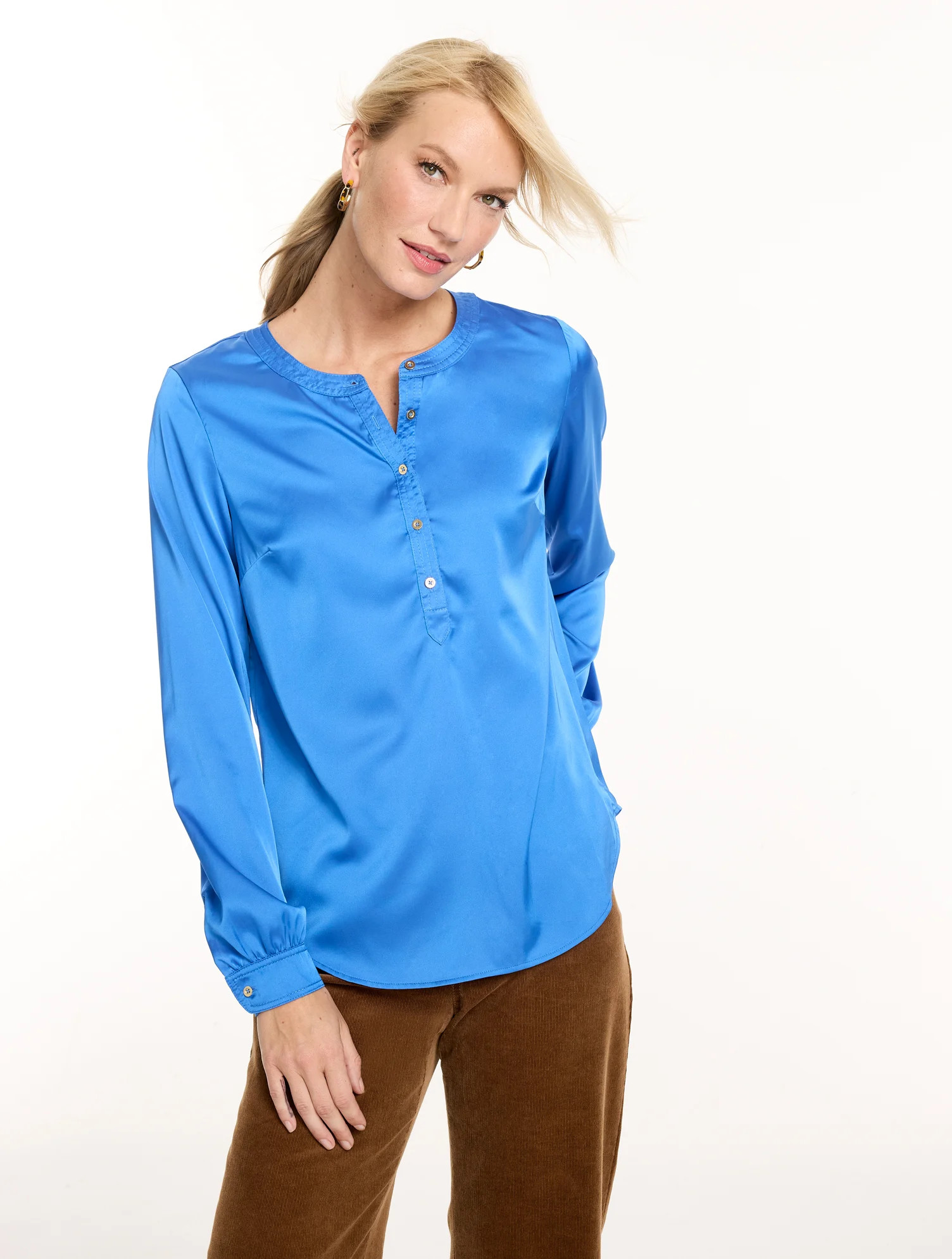 Soft Satin Charmeuse Top - Dark Chocolate - XS Talbots | Talbots