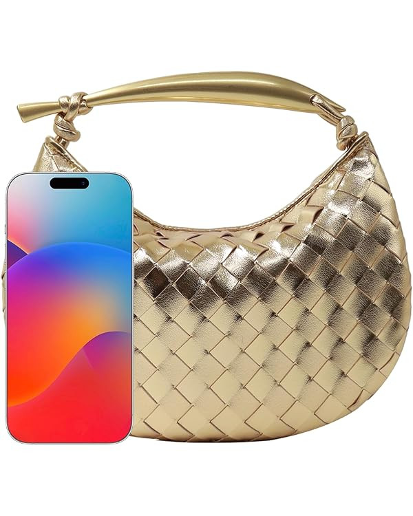 Woven Leather Dumpling Bag Dinner Handbag For Women Purse Hobo Bag Knotted Evening Bag | Amazon (US)