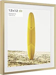 Homeforia 12x12 Picture Frame Gold, Premium Metal 12x12 Frame with Mat for 10x10 Photo, Square Fr... | Amazon (US)