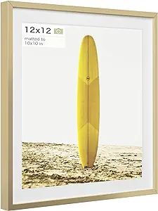 Homeforia 12x12 Picture Frame Gold, Premium Metal 12x12 Frame with Mat for 10x10 Photo, Square Fr... | Amazon (US)