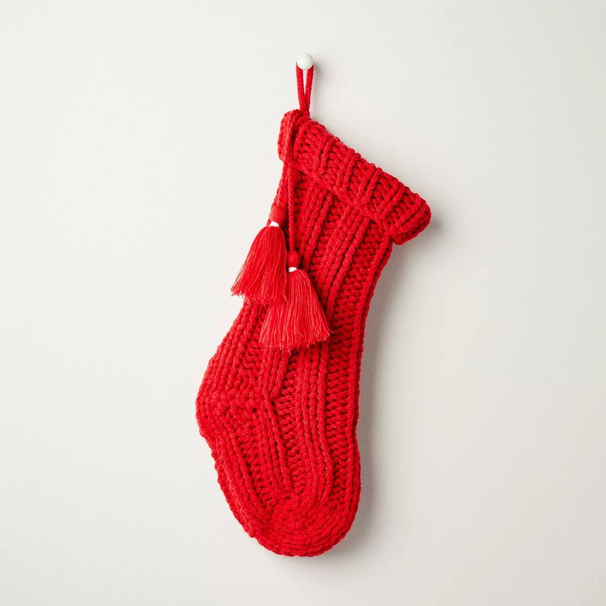 Chunky Rib Knit Christmas Stocking Red - Hearth & Hand™ with Magnolia | Target