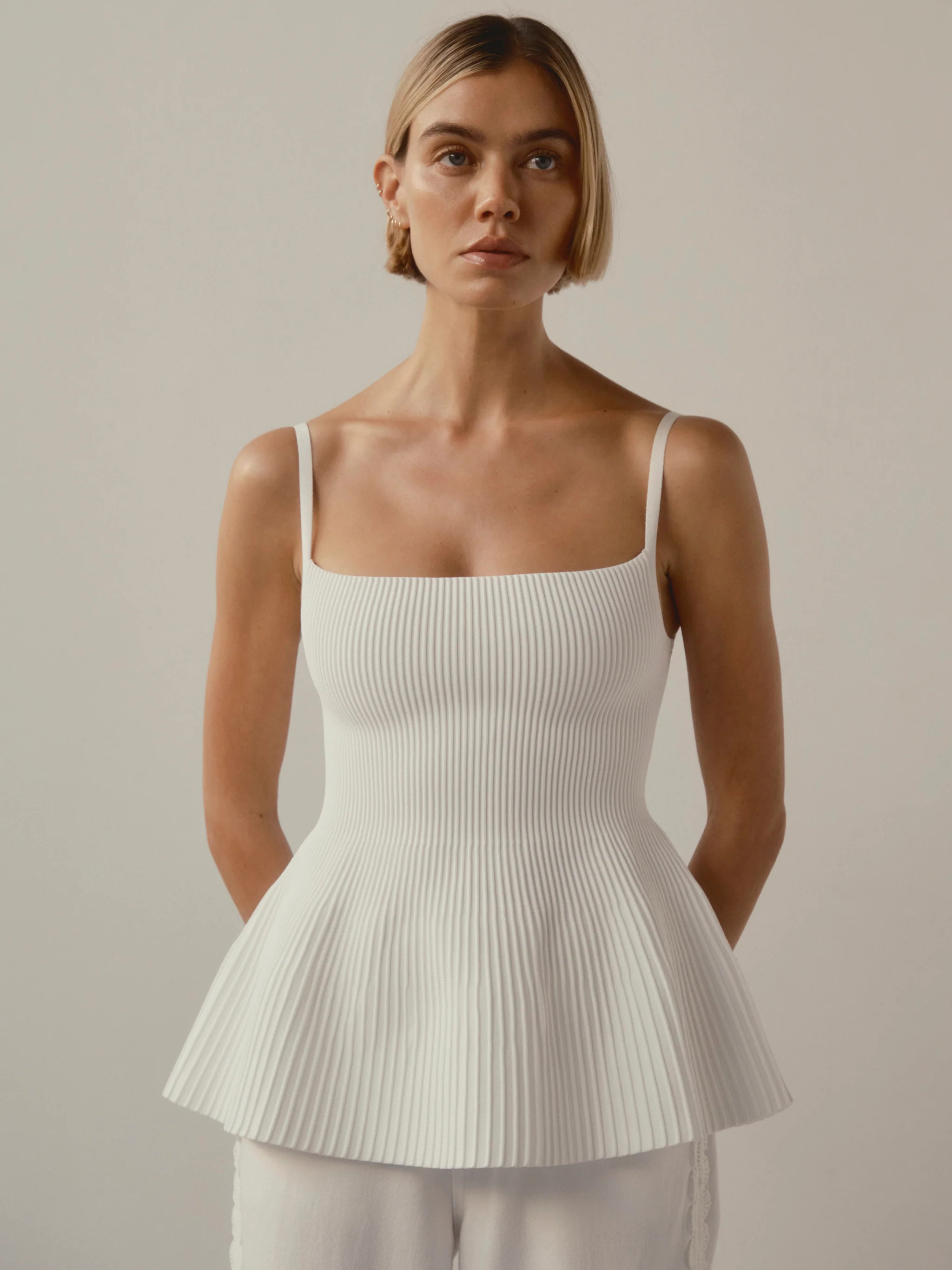 Peplum Tank Instasculpt™ Rib | White | DL 1961 Women