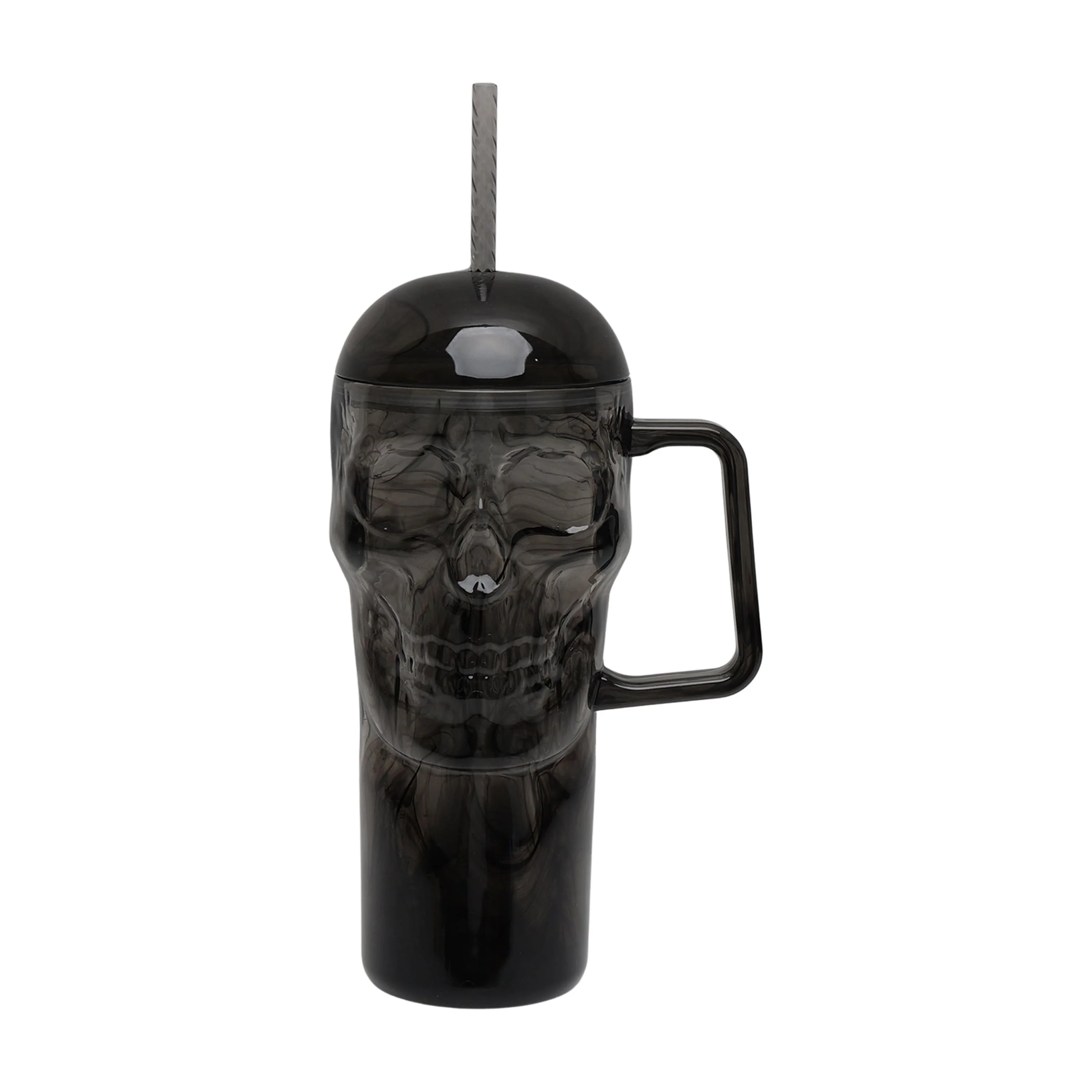Way To Celebrate 30 Ounce Acrylic Skull Tumbler with Straw and Handle, Black Swirl | Walmart (US)