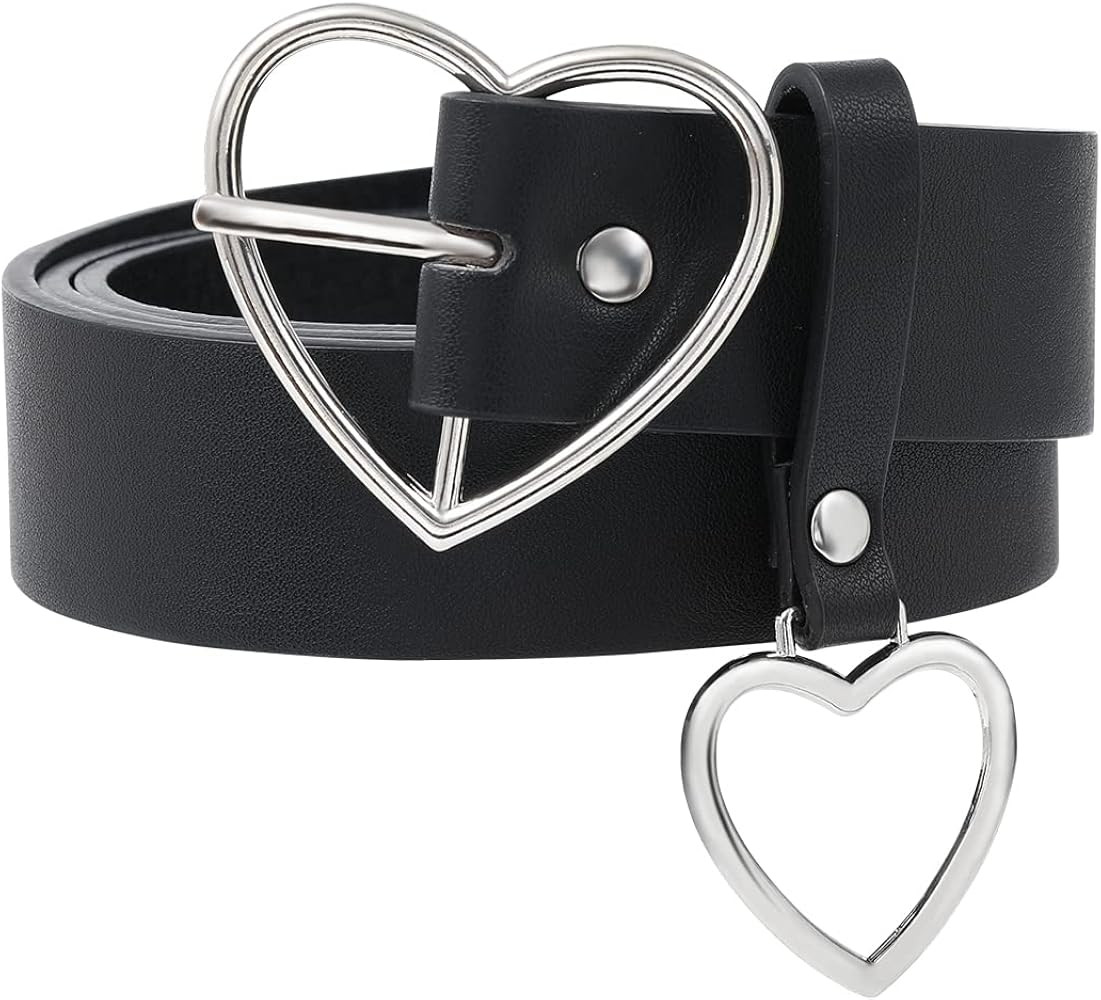 AWAYTR Women Leather Punk Waist Belt - Black PU Leather Body Adjustable Ladies Belts with Heart B... | Amazon (US)