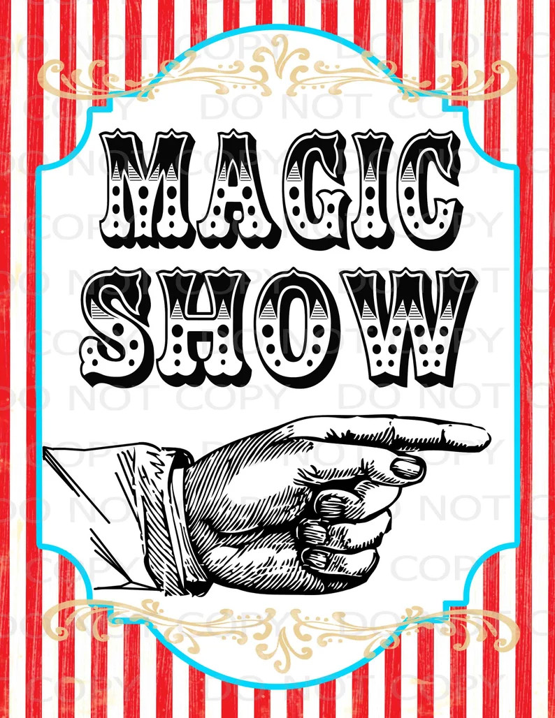Printable DIY Vintage Circus Magic Show Sign  - Etsy | Etsy (US)