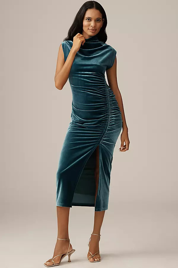 The Maya Stretch Velvet Cowl-Neck Dress | Anthropologie (US)
