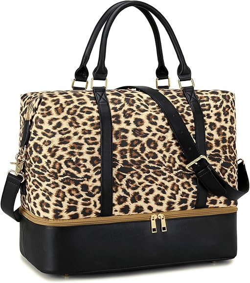 CAMTOP Women Ladies Weekender Travel Bag Canvas Overnight Carry-on Duffel Tote Luggage (289 Leopa... | Amazon (US)