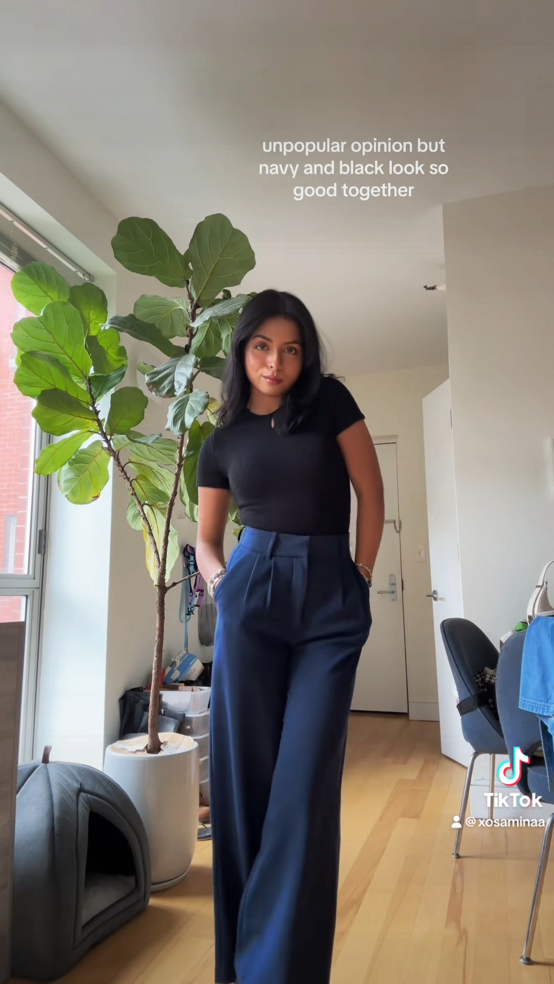 business casual outfit | navy trousers, black top, black heels 

#LTKworkwear #LTKstyletip