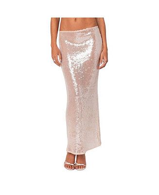 Edikted Women's Riki Sheer Sequin Maxi Skirt - Macy's | Macy's