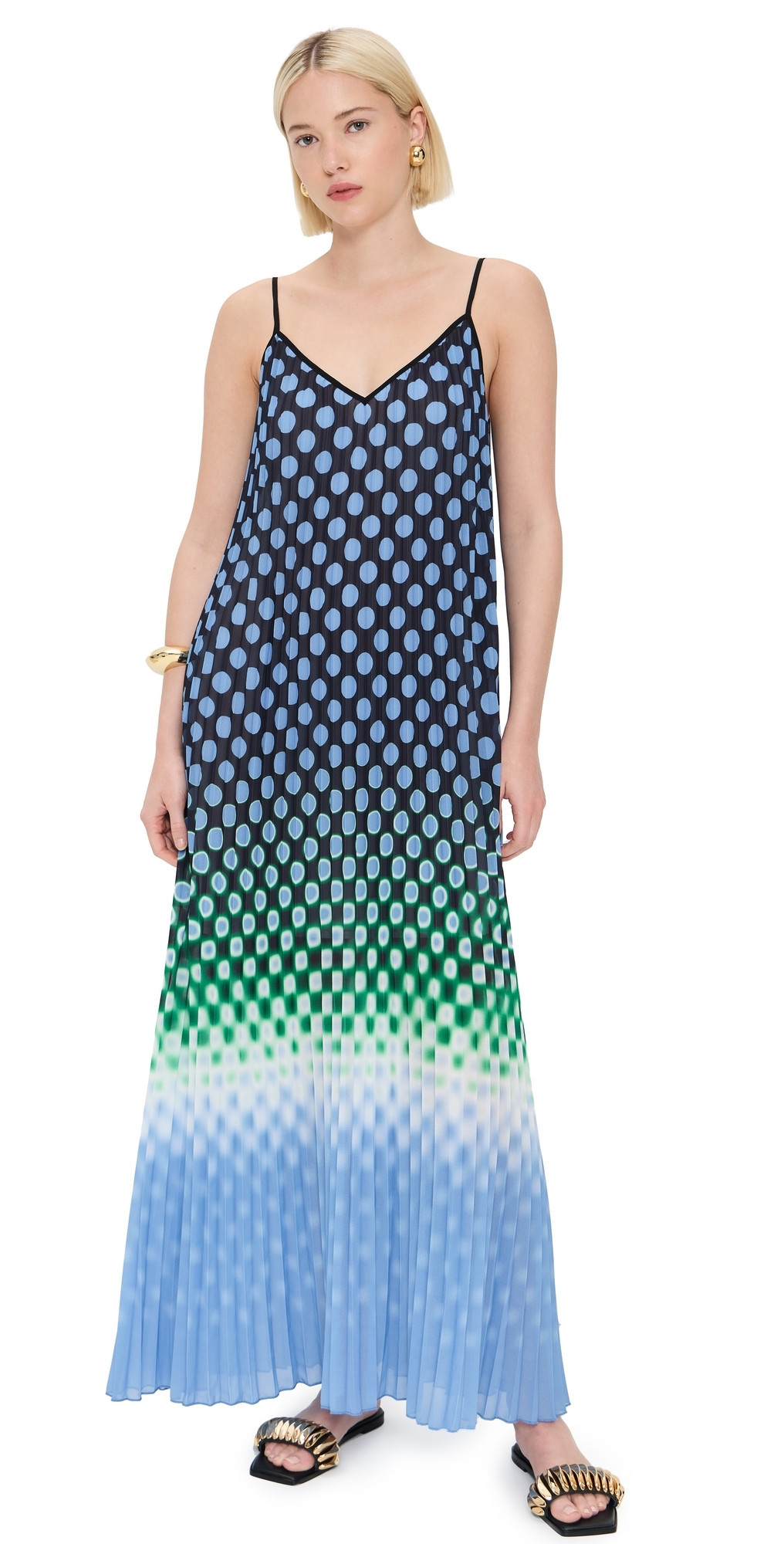 ESSENTIEL ANTWERP Hyacinth Pleated Maxi Dress Combo2 Aqua Blue 42 | Shopbop