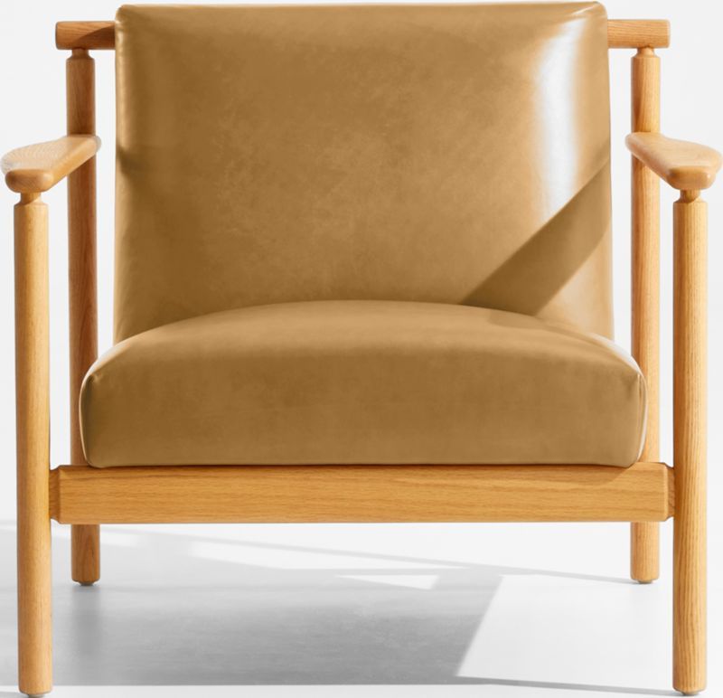 Ojai Leather Wood Frame Accent Chair + Reviews | Crate & Barrel | Crate & Barrel