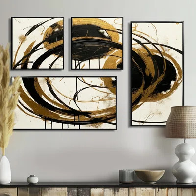 Black And Gold The Art Of Chaos II - Black Wall Art 4 Pieces | Wayfair North America