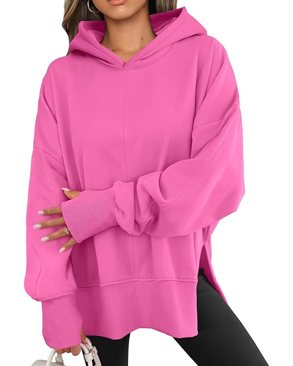 ANRABESS Womens Oversized Hoodies Long Sleeve Fleece Side Slit Hooded Sweatshirts Pullover 2025 F... | Amazon (US)