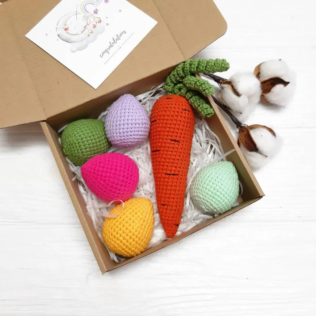 Baby Easter Basket Stuffers, Baby First Easter Gift, Crochet Easter Egg Rattles, Knit Carrot Ratt... | Etsy (US)