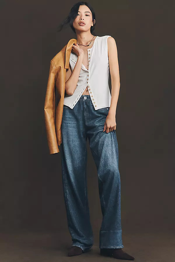 rag & bone Miramar Knit High-Rise Wide-Leg Jeans | Anthropologie (US)