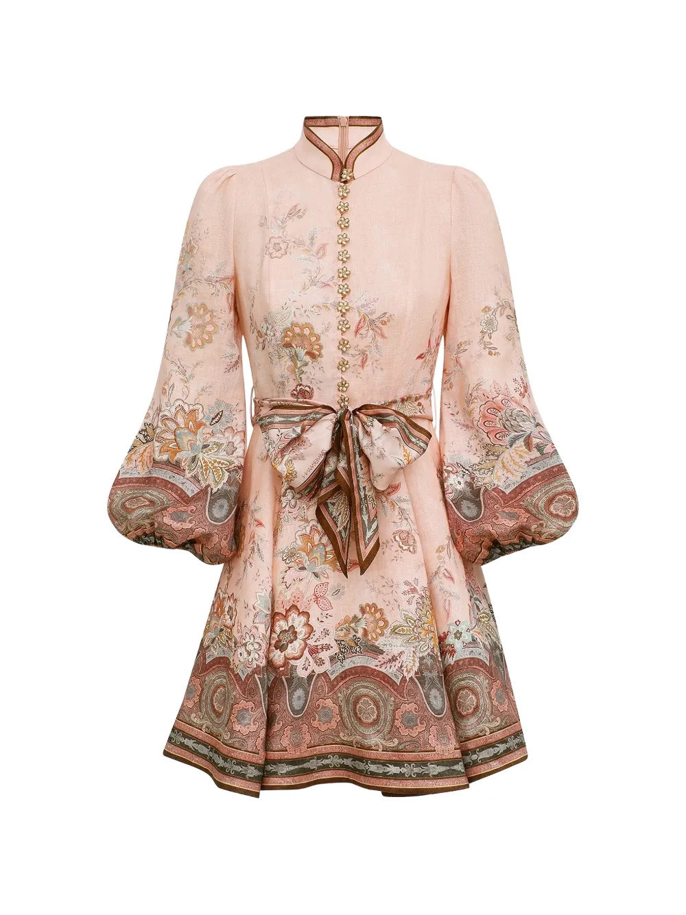 ZIMMERMANN floral-print puff-sleeve dress - Pink | Farfetch Global